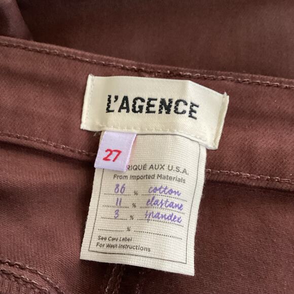 L’Agence Kendra High Rise Cropped Flare Jeans Dark Cinnamon Brown 27 - Picture 7 of 10